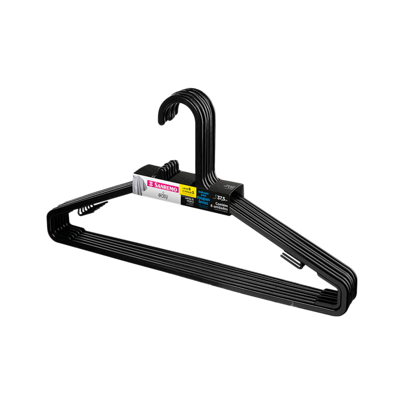 Percha plastica negra 6 unidades